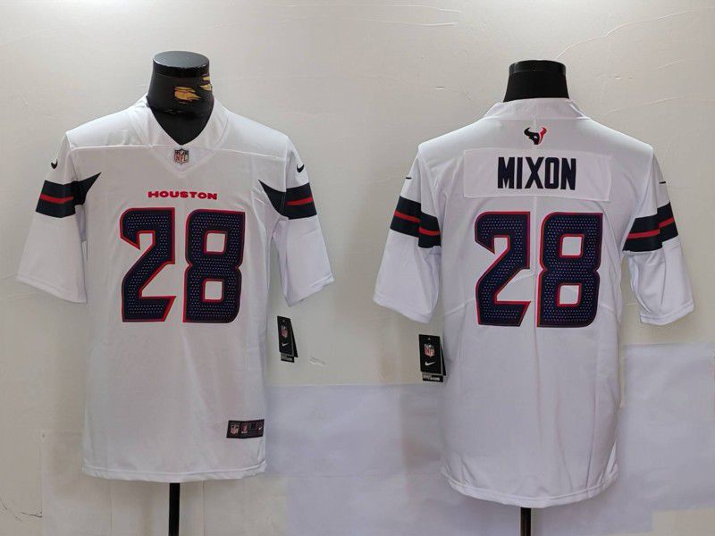 Men Houston Texans 28 Mixon White Second generations 2025 Nike Limited NFL Jersey style 1